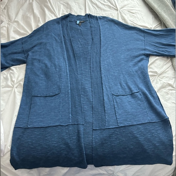 Eileen Fisher Sweaters - Eileen Fisher Blue Heathered Open-Front Women's Sweater L/XL